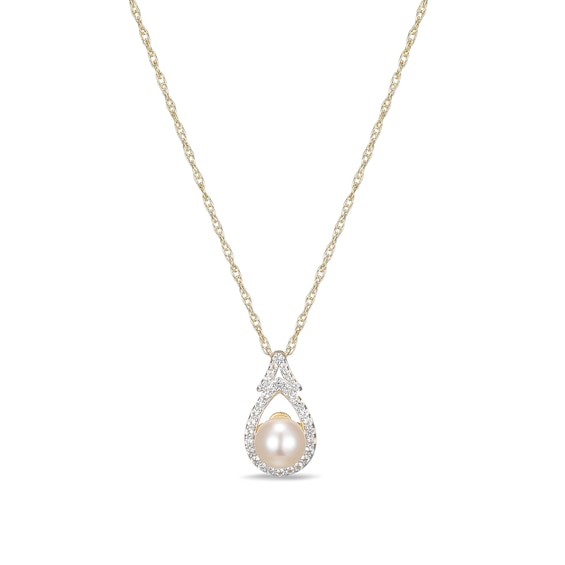 Sterling Silver Diamond & Created Sapphire Cultured Pearl Pendant
