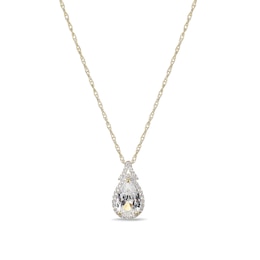 Pear-Shaped White Lab-Created Sapphire Frame Pendant in Sterling Silver with 18K Gold Plate