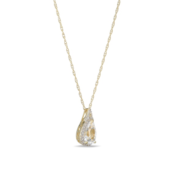 Pear-Shaped White Lab-Created Sapphire Frame Pendant in Sterling Silver with 18K Gold Plate