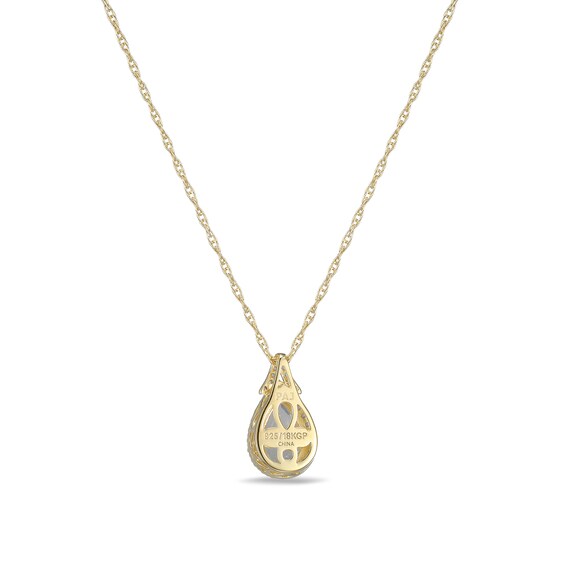 Pear-Shaped White Lab-Created Sapphire Frame Pendant in Sterling Silver with 18K Gold Plate