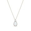 Thumbnail Image 1 of Pear-Shaped Lab-Created Opal and White Sapphire Frame Pendant in Sterling Silver with 18K Gold Plate