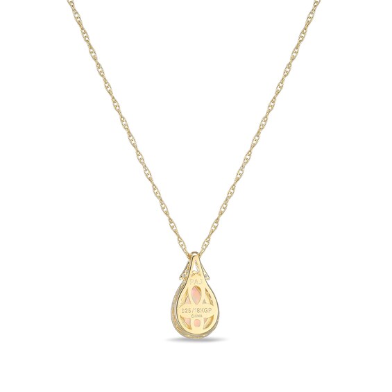 Pear-Shaped Lab-Created Opal and White Sapphire Frame Pendant in Sterling Silver with 18K Gold Plate