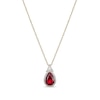Thumbnail Image 1 of Pear-Shaped Lab-Created Ruby and White Sapphire Frame Pendant in Sterling Silver with 18K Gold Plate