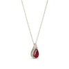 Thumbnail Image 1 of Pear-Shaped Lab-Created Ruby and White Sapphire Frame Pendant in Sterling Silver with 18K Gold Plate