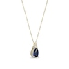 Thumbnail Image 2 of Pear-Shaped Lab-Created Blue and White Sapphire Frame Pendant in Sterling Silver with 18K Gold Plate