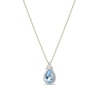 Thumbnail Image 1 of Pear-Shaped Lab-Created Blue Spinel and White Sapphire Frame Pendant in Sterling Silver with 18K Gold Plate