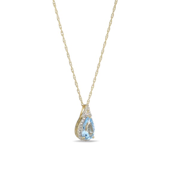 Pear-Shaped Lab-Created Blue Spinel and White Sapphire Frame Pendant in Sterling Silver with 18K Gold Plate