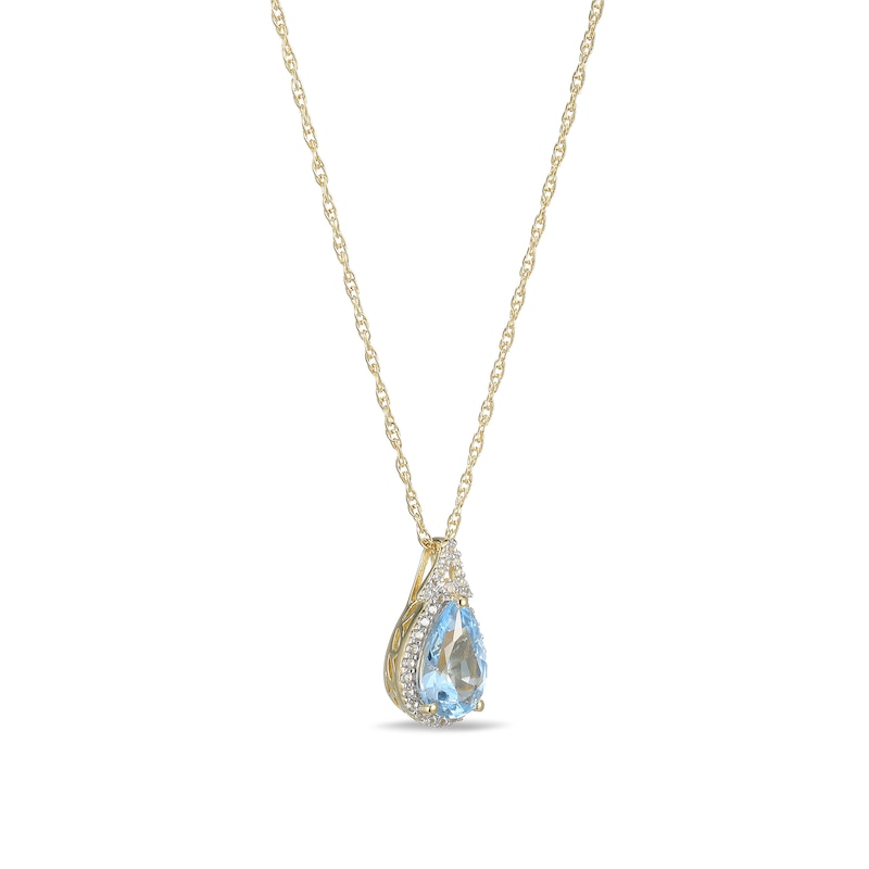 Main Image 2 of Pear-Shaped Lab-Created Blue Spinel and White Sapphire Frame Pendant in Sterling Silver with 18K Gold Plate