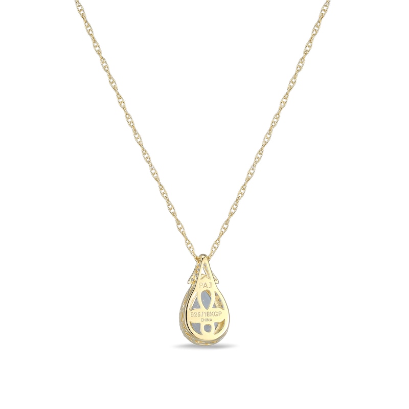 Main Image 4 of Pear-Shaped Lab-Created Blue Spinel and White Sapphire Frame Pendant in Sterling Silver with 18K Gold Plate