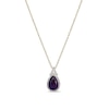 Thumbnail Image 1 of Pear-Shaped Amethyst and White Lab-Created Sapphire Frame Pendant in Sterling Silver with 18K Gold Plate