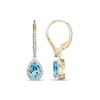 Thumbnail Image 2 of Pear-Shaped Swiss Blue Topaz and White Lab-Created Sapphire Frame Drop Earrings in Sterling Silver with 18K Gold Plate
