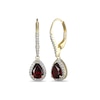 Thumbnail Image 0 of Pear-Shaped Garnet and White Lab-Created Sapphire Frame Drop Earrings in Sterling Silver with 18K Gold Plate