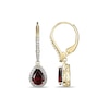 Thumbnail Image 1 of Pear-Shaped Garnet and White Lab-Created Sapphire Frame Drop Earrings in Sterling Silver with 18K Gold Plate