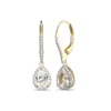 Thumbnail Image 1 of Pear-Shaped White Lab-Created Sapphire Frame Drop Earrings in Sterling Silver with 18K Gold Plate