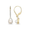 Thumbnail Image 2 of 4.5-5.0mm Freshwater Cultured Pearl and White Lab-Created Sapphire Frame Drop Earrings in Sterling Silver with 18K Gold Plate