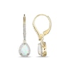 Thumbnail Image 2 of Pear-Shaped Lab-Created Opal and White Sapphire Frame Drop Earrings in Sterling Silver with 18K Gold Plate
