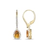 Thumbnail Image 2 of Pear-Shaped Citrine and White Lab-Created Sapphire Frame Drop Earrings in Sterling Silver with 18K Gold Plate