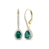 Thumbnail Image 0 of Pear-Shaped Green Quartz and White Lab-Created Sapphire Frame Drop Earrings in Sterling Silver with 18K Gold Plate