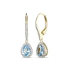 Thumbnail Image 1 of Pear-Shaped Lab-Created Blue Spinel and White Sapphire Frame Drop Earrings in Sterling Silver with 18K Gold Plate