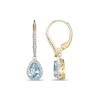 Thumbnail Image 2 of Pear-Shaped Lab-Created Blue Spinel and White Sapphire Frame Drop Earrings in Sterling Silver with 18K Gold Plate