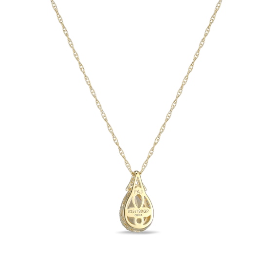 Pear-Shaped Citrine and White Lab-Created Sapphire Frame Pendant in Sterling Silver with 18K Gold Plate
