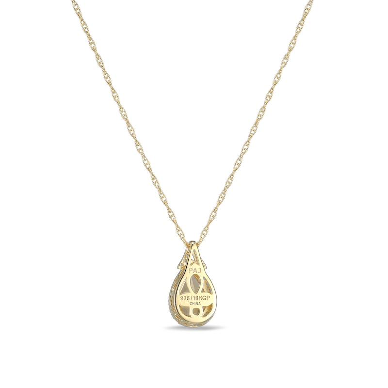 Main Image 4 of Pear-Shaped Citrine and White Lab-Created Sapphire Frame Pendant in Sterling Silver with 18K Gold Plate