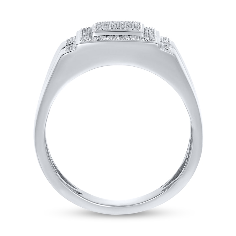 Main Image 3 of Men's 1/4 CT. T.W. Diamond Frame Ring in 10K White Gold