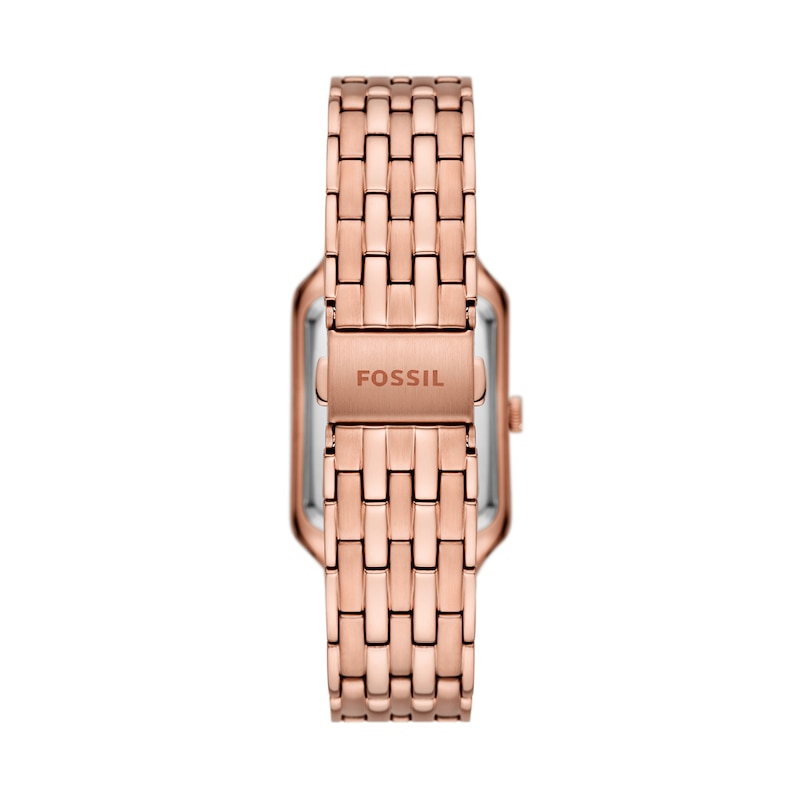 Ladies' Fossil Raquel Crystal Accent Rose-Tone IP Watch with Rectangular Brown Dial (Model: ES5323)