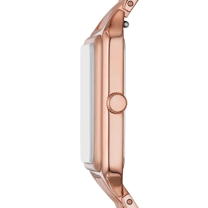 Main Image 3 of Ladies' Fossil Raquel Crystal Accent Rose-Tone IP Watch with Rectangular Brown Dial (Model: ES5323)