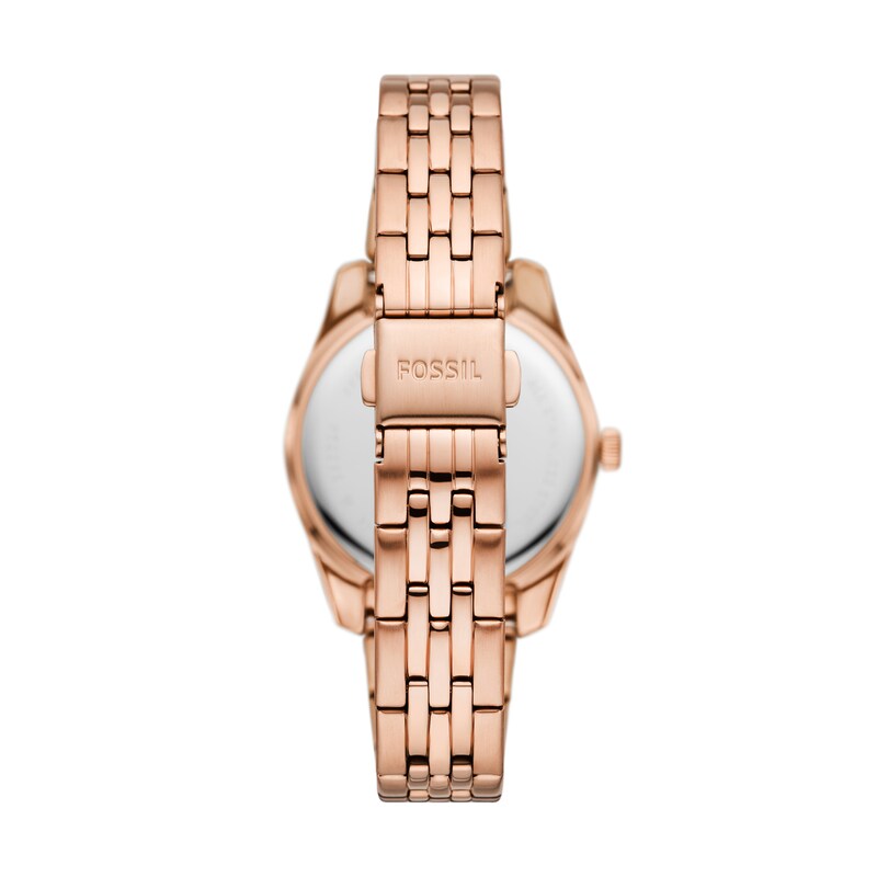 Main Image 2 of Ladies' Fossil Scarlette Crystal Accent Rose-Tone IP Watch with Brown Sunray Dial (Model: ES5324)