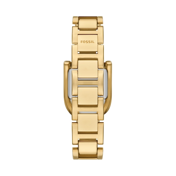 Ladies' Fossil Harwell Gold-Tone IP D-Link Watch with Rectangular Silver Sunray Dial (Model: Es5327)