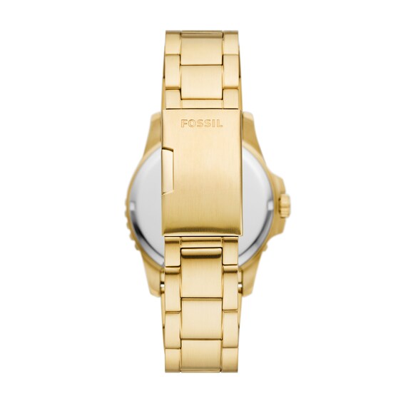 Men's Fossil Blue Dive Gold-Tone IP Watch with Green Dial (Model: Fs6030)