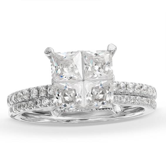 2 CT. T.w. Quad Princess-Cut Diamond Bridal Set in 14K White Gold