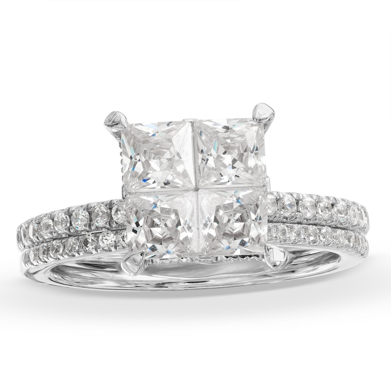 2 CT. T.W. Quad Princess-Cut Diamond Bridal Set in 14K White Gold