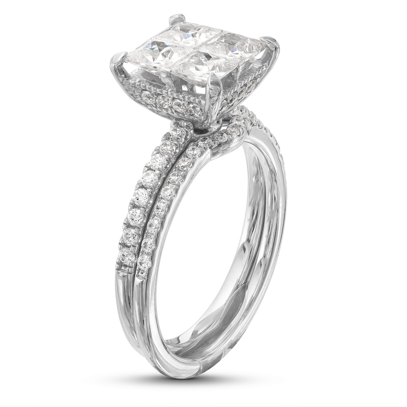 Main Image 3 of 2 CT. T.W. Quad Princess-Cut Diamond Bridal Set in 14K White Gold