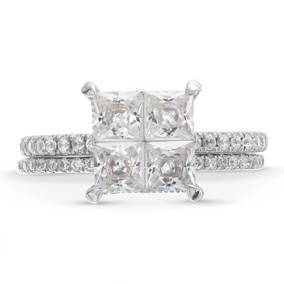 2 CT. T.w. Quad Princess-Cut Diamond Bridal Set in 14K White Gold