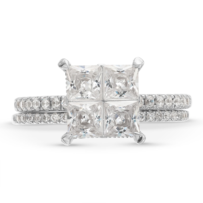 Main Image 4 of 2 CT. T.W. Quad Princess-Cut Diamond Bridal Set in 14K White Gold