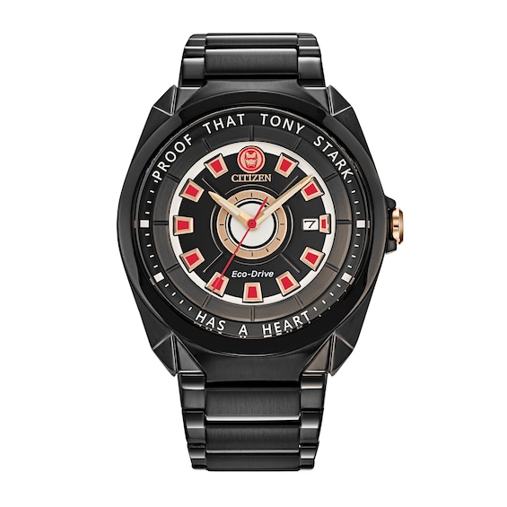 Men's Citizen Eco-DriveÂ® Tony Stark "I Love You 3000" Black IP Watch with Black Dial (Model: Aw1019-52W)