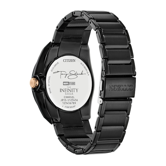 Men's Citizen Eco-DriveÂ® Tony Stark "I Love You 3000" Black IP Watch with Black Dial (Model: Aw1019-52W)