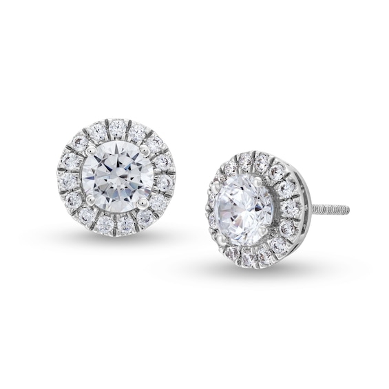 1/2 CT. T.w. Certified Lab-Grown Diamond Frame Stud Earrings in 14K White Gold (F/Si2)