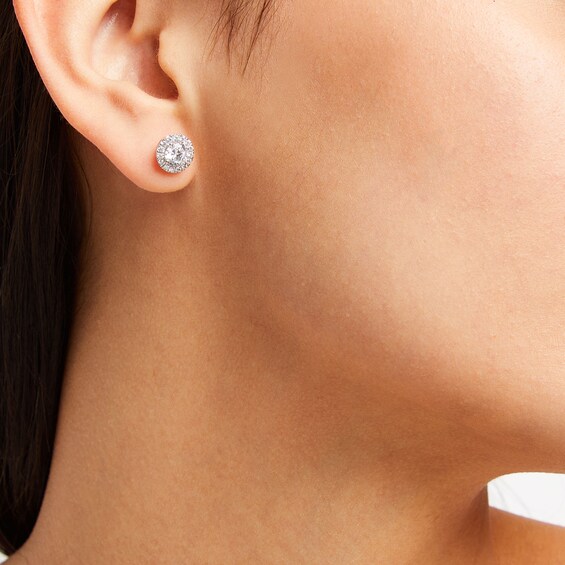 1/2 CT. T.w. Certified Lab-Grown Diamond Frame Stud Earrings in 14K White Gold (F/Si2)