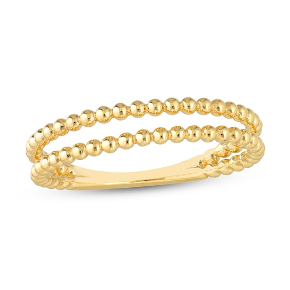 Double Row Bead Open Shank Ring in 14K Gold