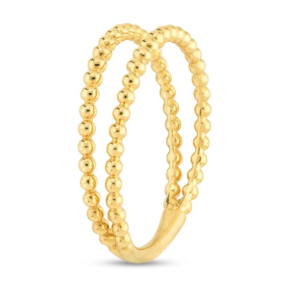 Double Row Bead Open Shank Ring in 14K Gold