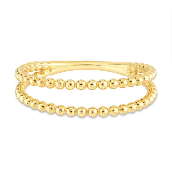Double Row Bead Open Shank Ring in 14K Gold