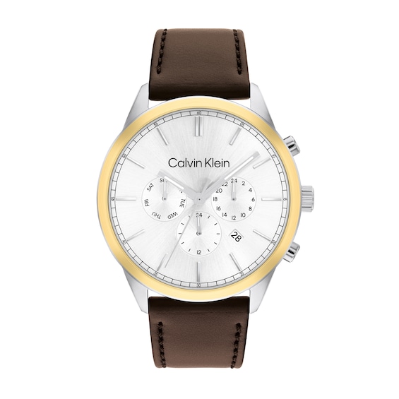 Men's Calvin Klein Two-Tone IP Chronograph Watch with Black Dial (Model:  25200380) | Zales
