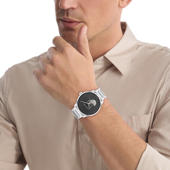 Menâs Calvin Klein Chronograph Automatic Watch with Grey Skeleton Dial (Model: 25200387)