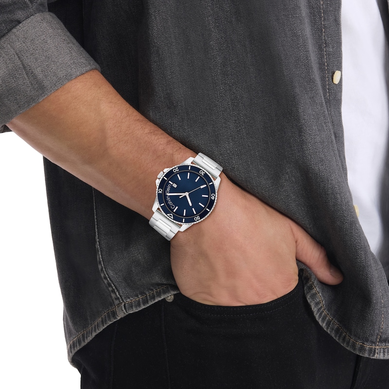 Men's Calvin Klein Aqueous Watch with Dark Blue Dial (Model: 25200385) |  Zales