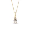 Thumbnail Image 1 of Oval White Lab-Created Sapphire and 1/15 CT. T.W. Diamond Pendant in 10K Gold