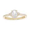 Thumbnail Image 1 of Oval White Lab-Created Sapphire and 1/10 CT. T.W. Diamond Ring in 10K Gold
