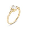 Thumbnail Image 3 of Oval White Lab-Created Sapphire and 1/10 CT. T.W. Diamond Ring in 10K Gold